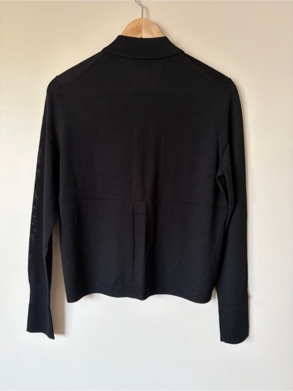 NEW Jenni Kayne Grayson Polo Merino Wool Long Sleeve Sweater Black | size M - Picture 8 of 11